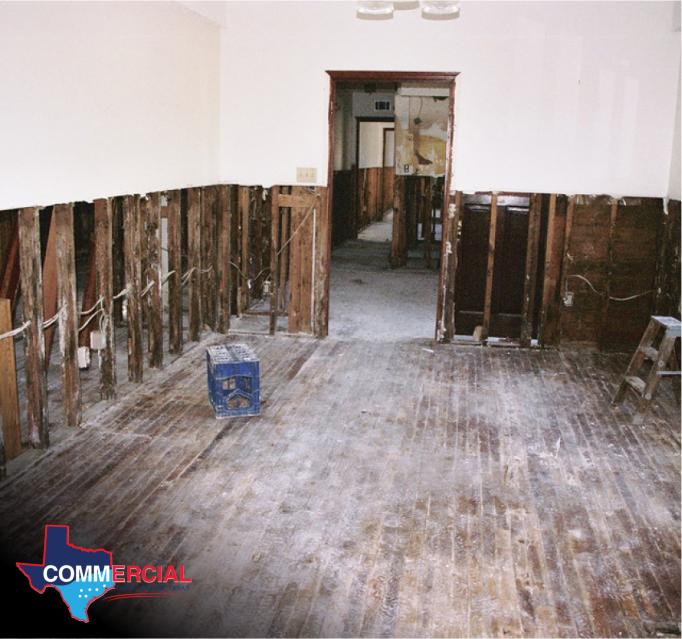 Flood-cut walls in a tenant suite