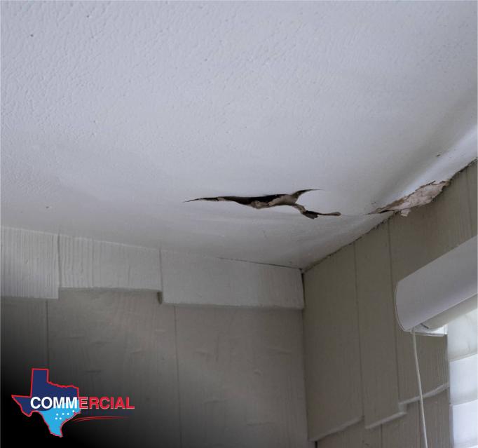 Crack in a ceiling near a sprinkler line