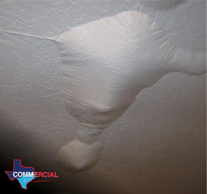 Ceiling bulging from a roof leak