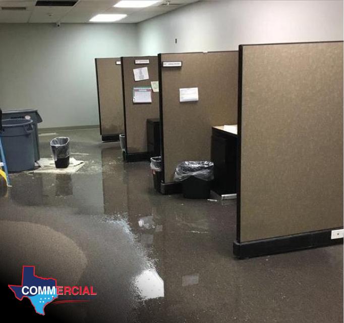 Texas water damage restoration in a flooded office