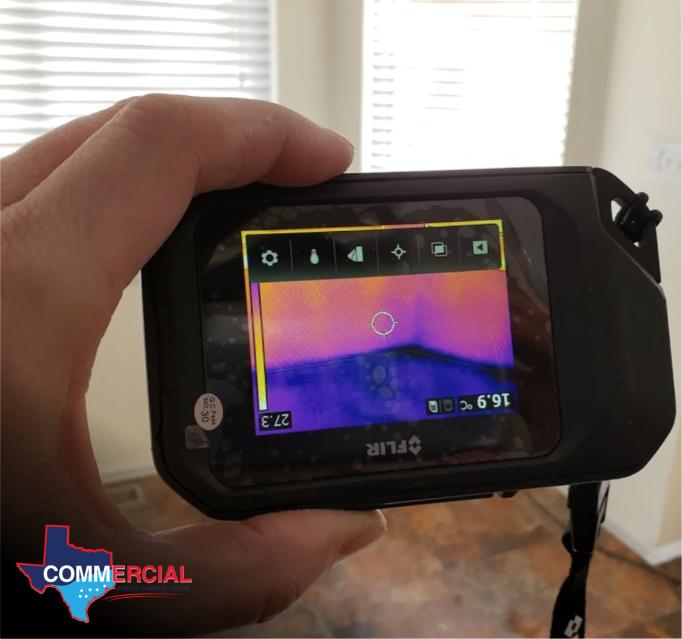 Austin water damage repair inspection with a thermal camera